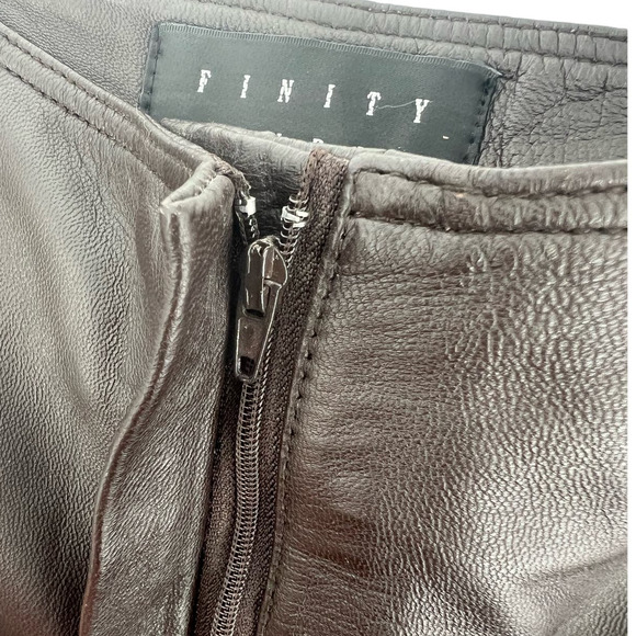 Infinity Studio Brown Leather Pants Size 10 - Picture 5 of 9